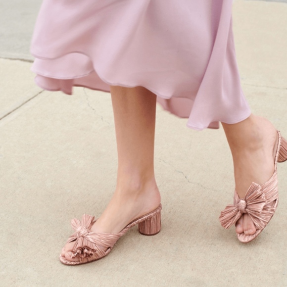 emilia mid heel pleated knot slide